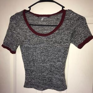 Gray/Burgundy Crop Top